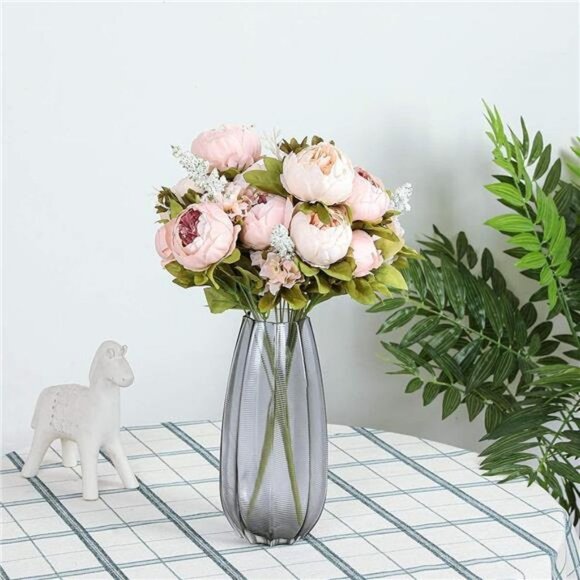 2pcs Vintage Artificial Peony Silk Flowers Bouquet (Light Pink Bud) - Picture 5 of 6